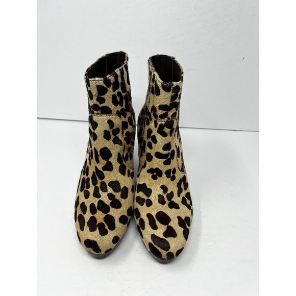 Boden Leopard Print Calf Hair Leather Wedge Slip On Ankle Booties Size 38/7 - Picture 2 of 10